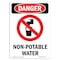 Signmission Safety Sign, OSHA Danger, 24" Height, Rigid Plastic, Non-Potable Water, Portrait, 1824-V-1499 OS-DS-P-1824-V-1499 - alternate 1